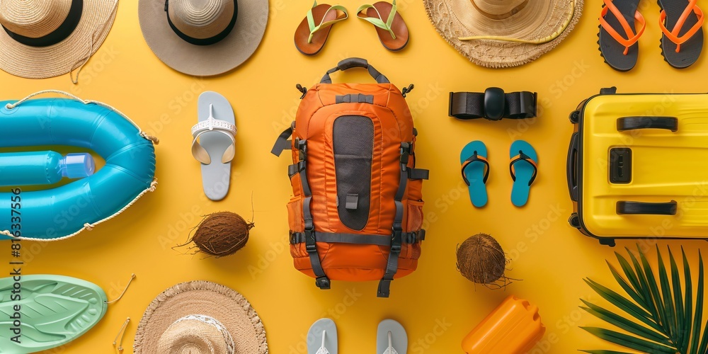 Vibrant Travel Gear: A Collection of Beach Essentials