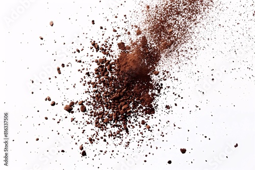 Obraz na płótnie Cocoa Powder Spill on a White Background w salonie