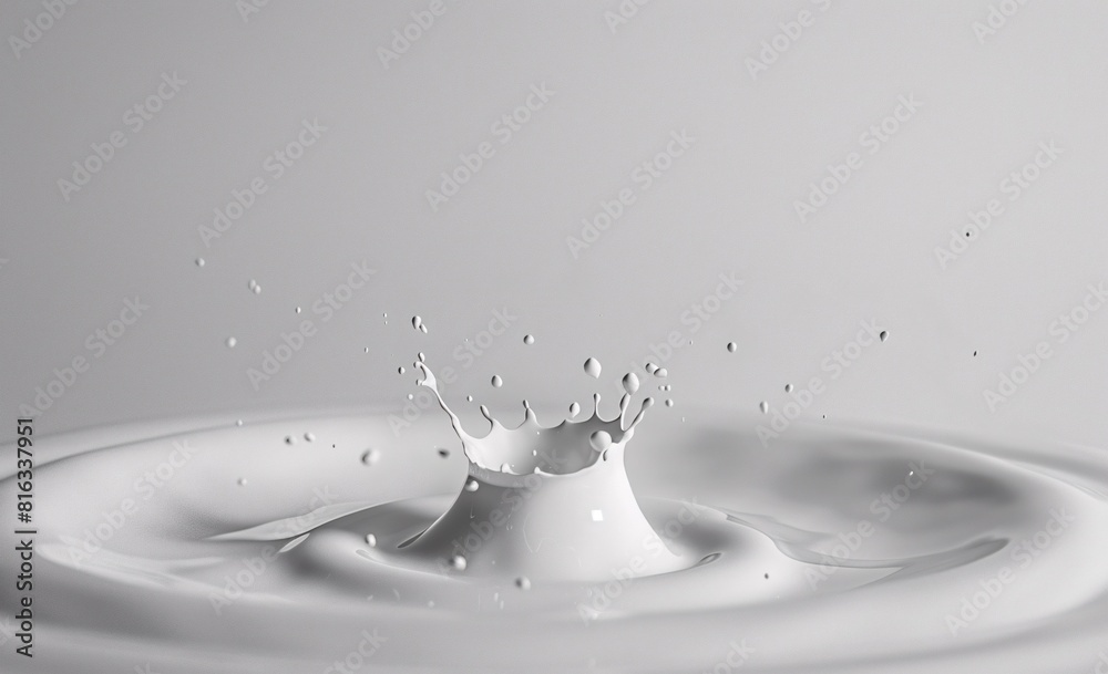 Milk Splash with Bubbles in 3D Perspective
