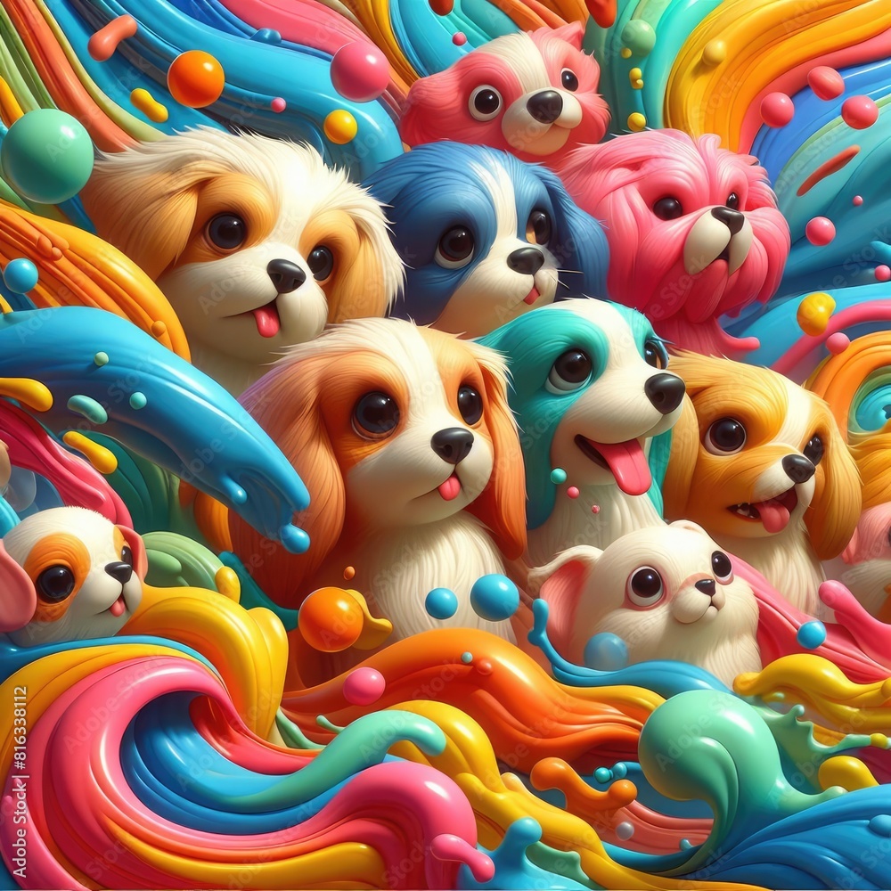 Obraz premium Puppy Joy: Cute Oil Painted Background