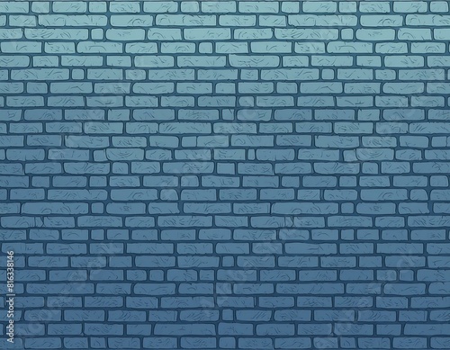 Vintage illustration of a cobblestone wall in blue. Seamless background.