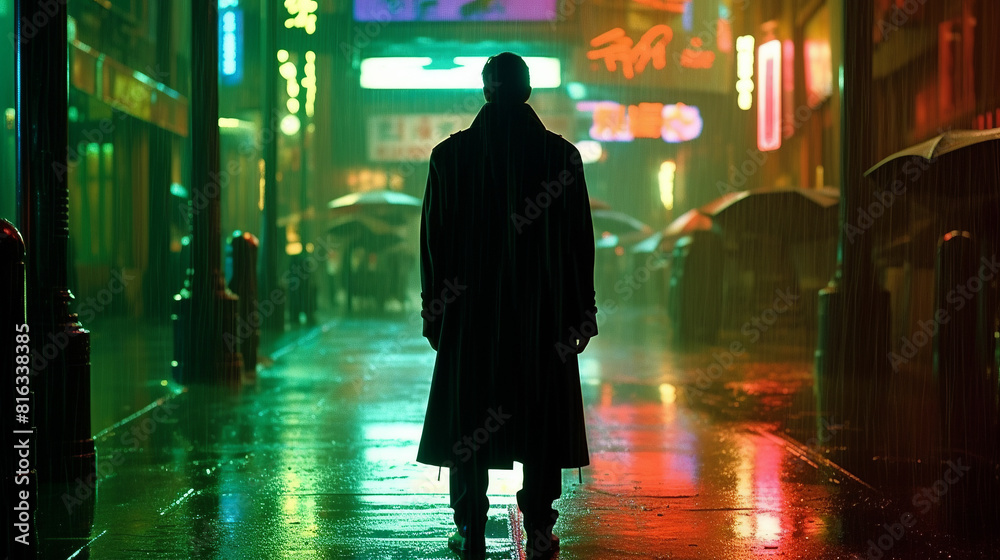 Obraz premium A photograph of an iconic movie scene featuring Neo from 