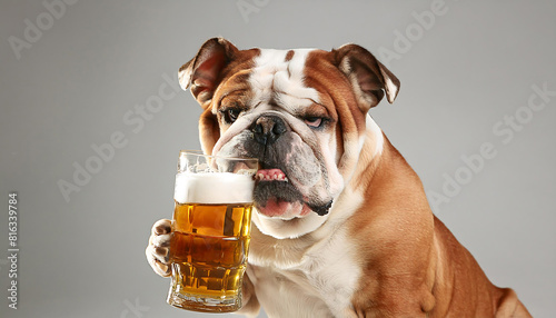 Drunken Bulldog Enjoying a Beer © Portrait Animals