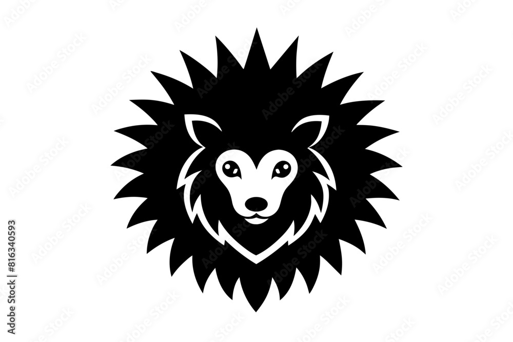 hedgehog head logo icon silhouette vector illustration