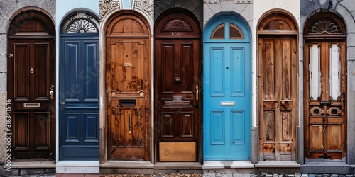 A Colorful Row of Old Doors in an Alleyway