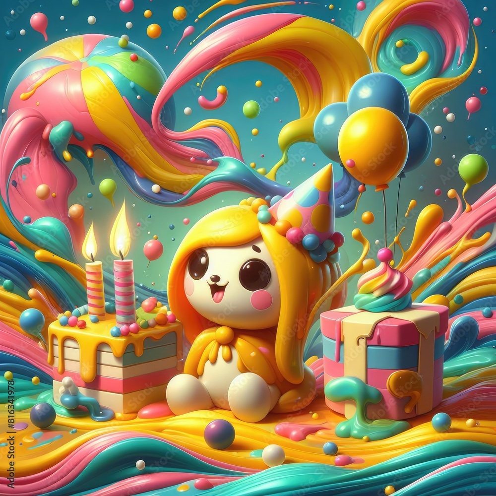 Birthday-Themed Background Using Oil Paints Birthday-Themed Background Using Oil Paints