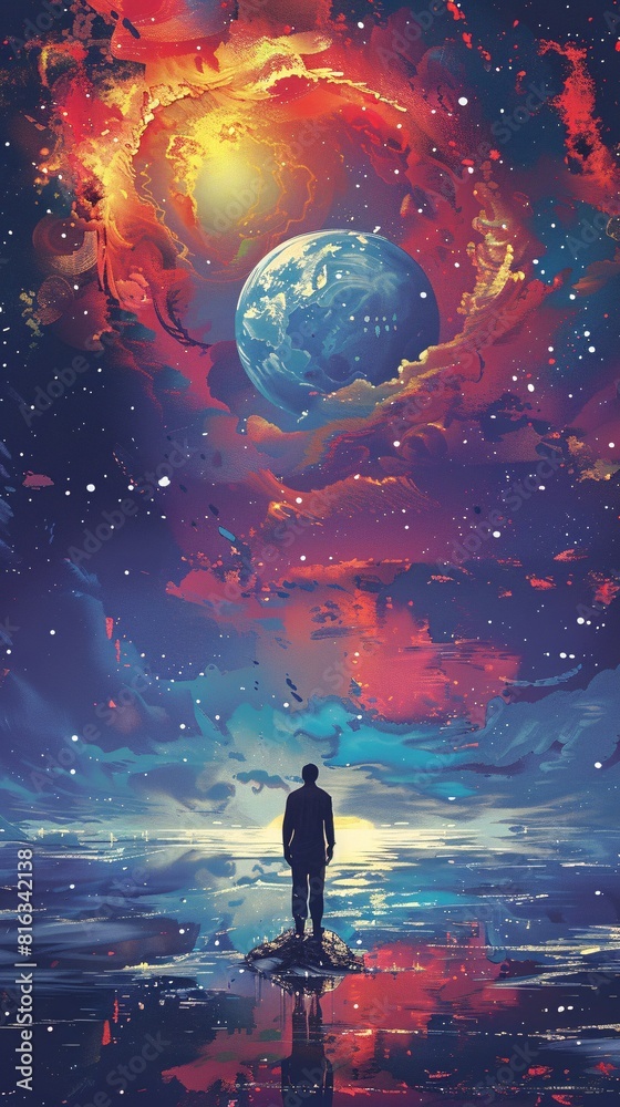 Obraz premium Astral Solitude: A Cosmic Portrait