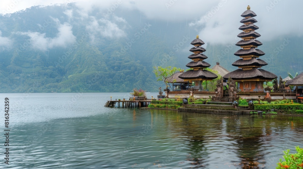 pura ulun danu bratan temple in Bali, indonesia AI generated pura ulun danu bratan temple in Bali, indonesia AI generated