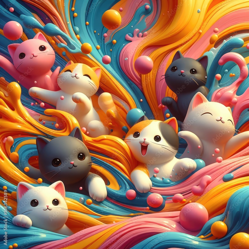 Cat-Themed Background Using Oil Paints Cat-Themed Background Using Oil Paints