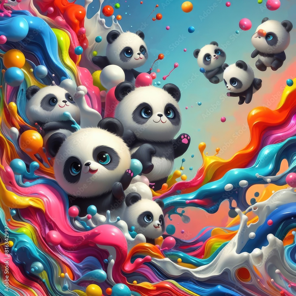 Panda-Themed Background Using Oil Paints Panda-Themed Background Using Oil Paints