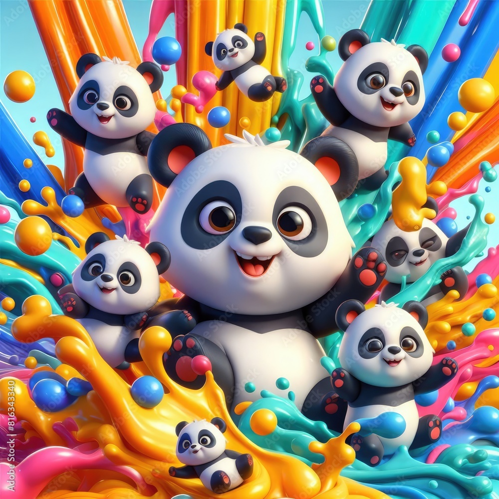 Panda-Themed Background Using Oil Paints Panda-Themed Background Using Oil Paints
