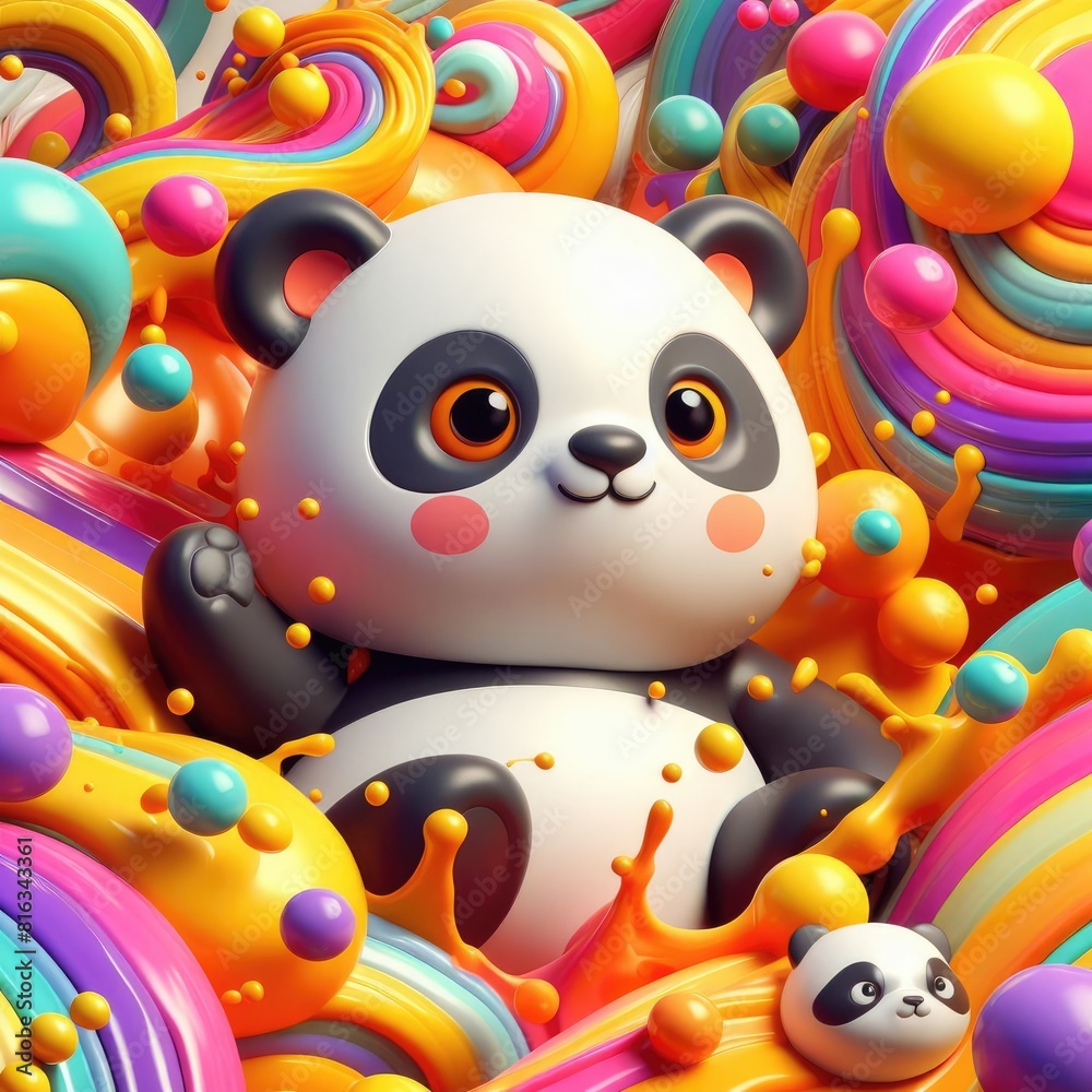 Panda-Themed Background Using Oil Paints