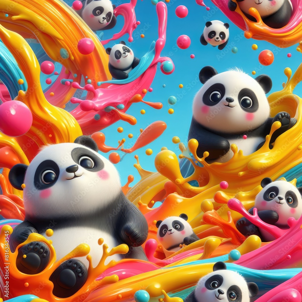 Panda-Themed Background Using Oil Paints Panda-Themed Background Using Oil Paints