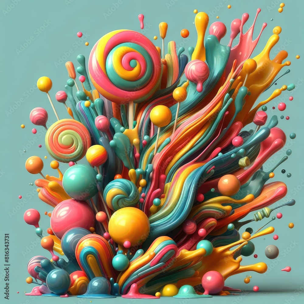 Lollipop-Themed Background with Watercolors Lollipop-Themed Background with Watercolors
