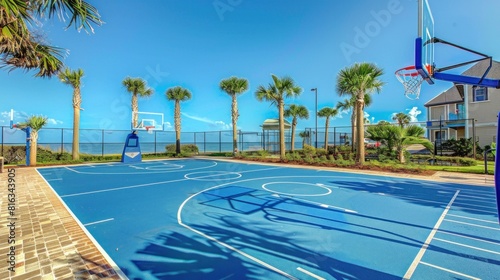 side resort - Outdoor basketball court AI generated
