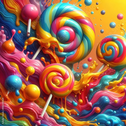 Lollipop-Themed Background with Watercolors © edisetiawan.id