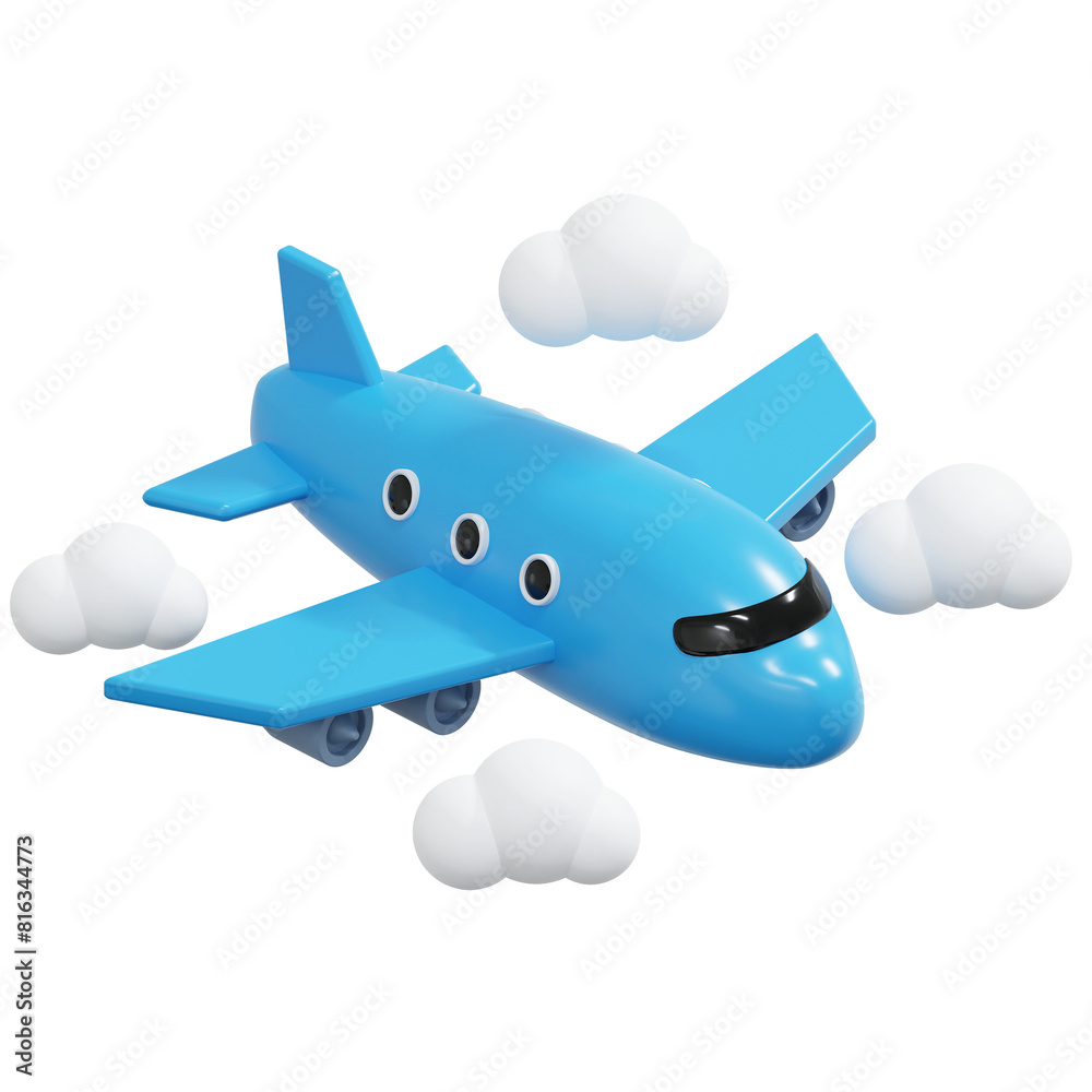 Naklejka premium plane flying in the cloud 3d icon holiday illustration