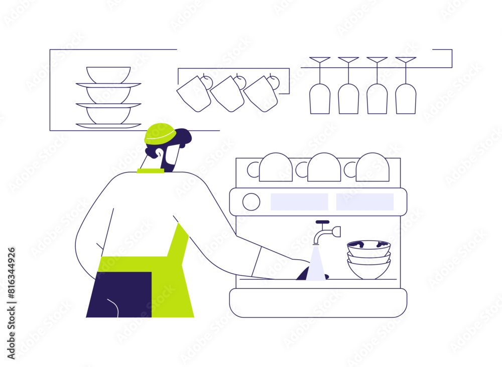 Dishwashing station abstract concept vector illustration. Dishwashing station abstract concept vector illustration.