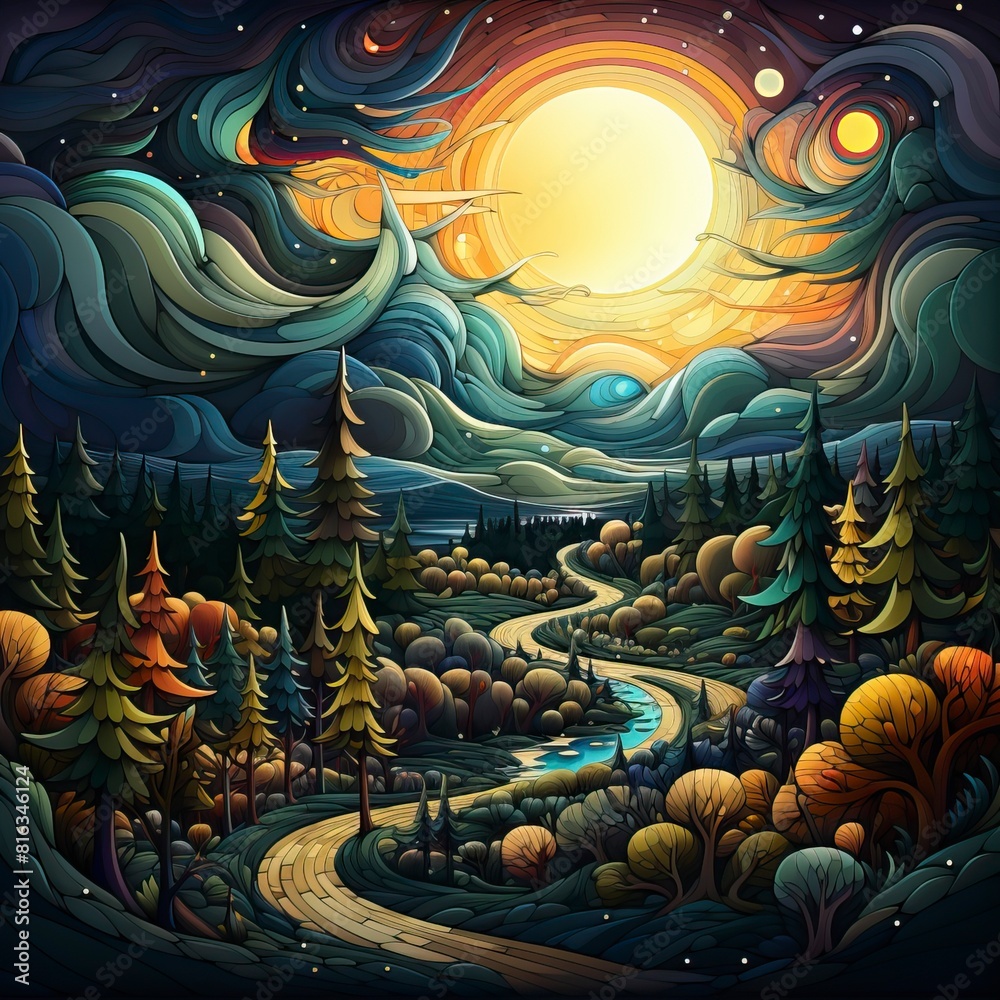 A dreamlike abstract background with surreal landscapes A dreamlike abstract background with surreal landscapes