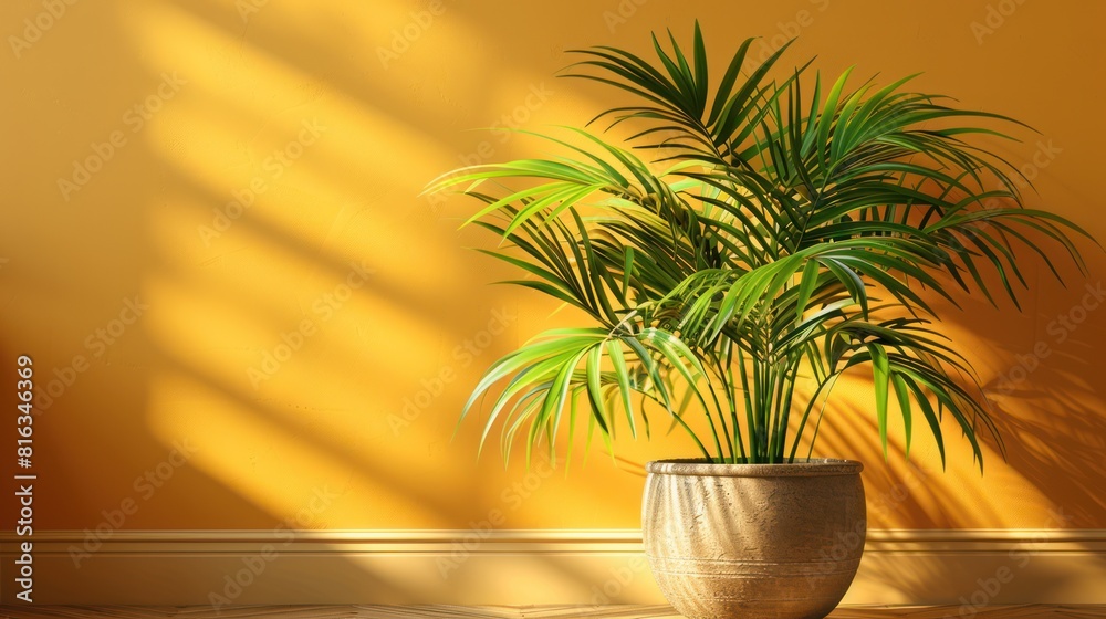 Golden Cane Palm in Ceramic Pot: Lush Green Foliage for Indoor/Outdoor Decor