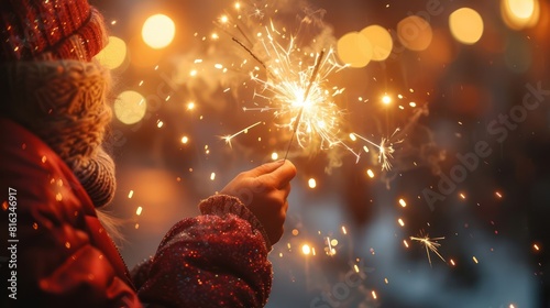 Sparkling New Year's Celebration with Glitter and Fireworks photo
