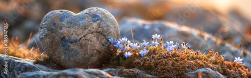 Herz auf Steinen mit G   nsebl   mchen - Heart on Stones with Daisy Flowers