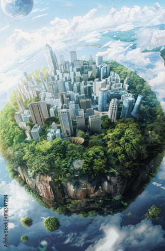 an hyper realistic photgraph of a sustainable world photo