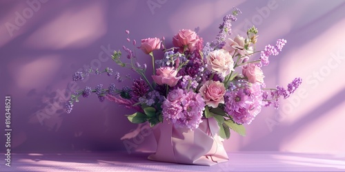 purple flower bouquet arrangement gift, ai