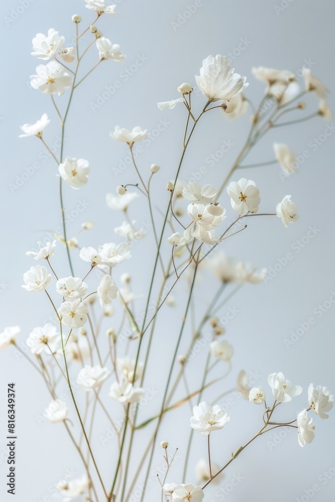 Fototapeta premium delicate soft white flowers closeup, ai