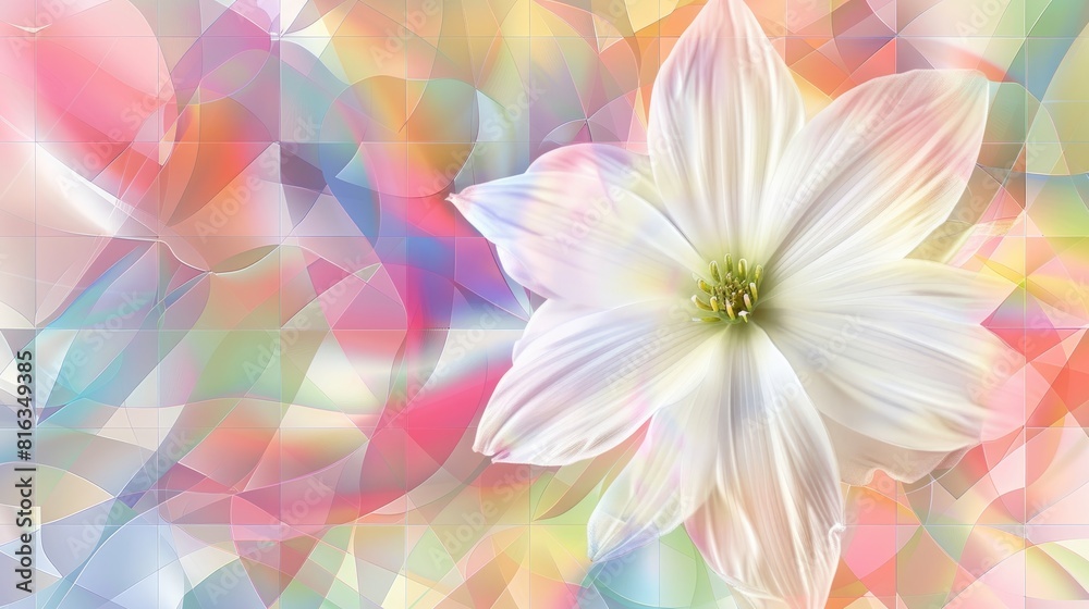 Floral White Bloom on Vibrant Checkered Background Design for Wallpaper Logo