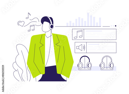 Headphones abstract concept vector illustration.