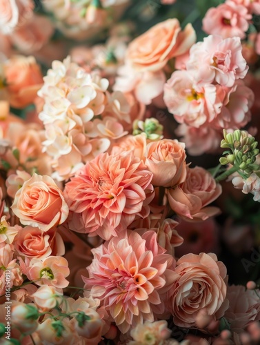 peach color flower bouquet arrangement, ai