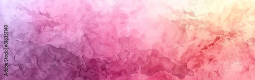 Pastel Pink Watercolor Aquarelle Paper Background with Abstract Design - Banner or Panorama Texture Template photo