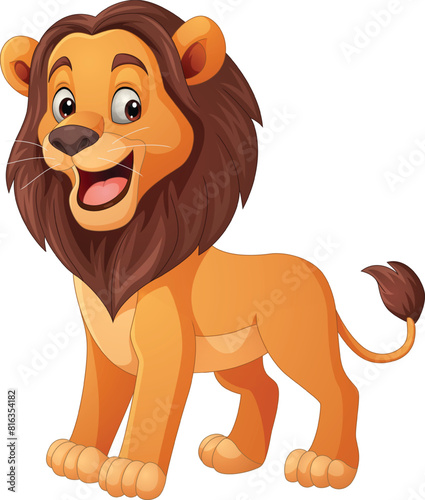 Cartoon happy proud lion standing  (ID: 816354182)