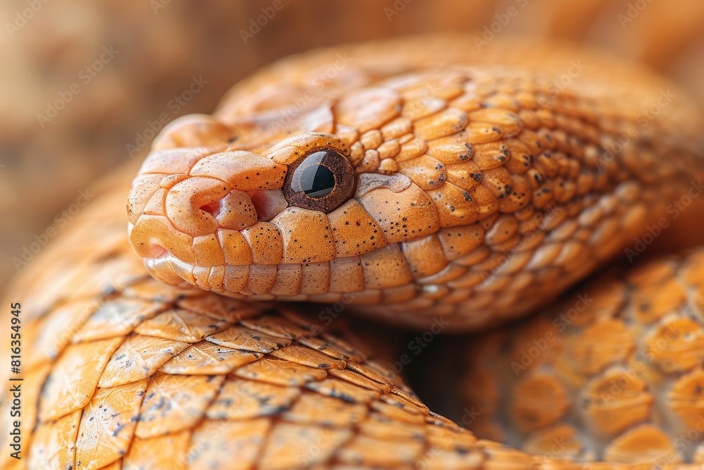 A menacing viper, sleek body coiled, triangular head, piercing eyes locked on prey. Blurred earthy browns, vibrant greens enhance intensity, capturing raw power and danger of venomous serpent A menacing viper, sleek body coiled, triangular head, piercing eyes locked on prey. Blurred earthy browns, vibrant greens enhance intensity, capturing raw power and danger of venomous serpent