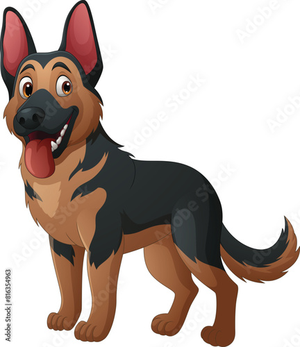 Cartoon German shepherd dog isolated on white background