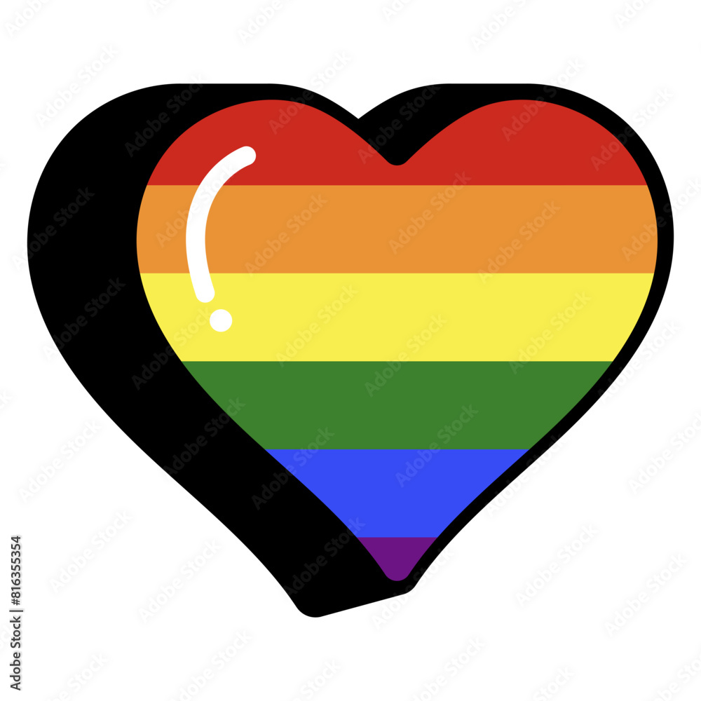 Fototapeta premium Gay pride heart with outline