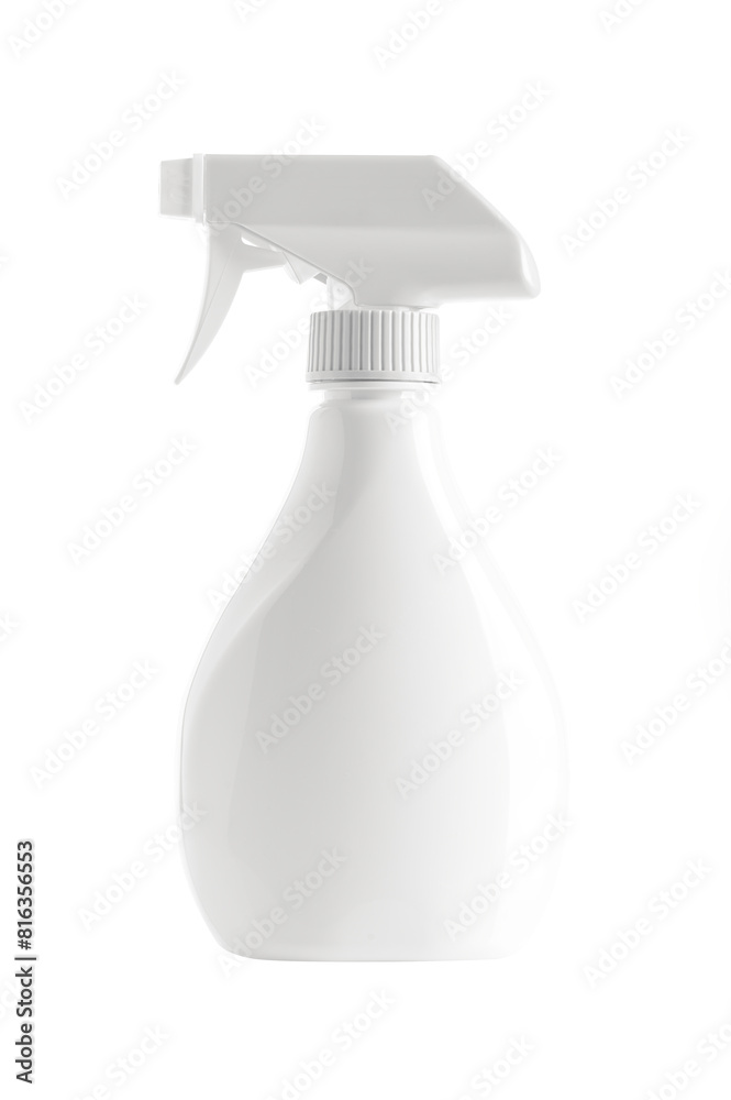 White cleaner spray bottle with detergent on white background. White cleaner spray bottle with detergent on white background.