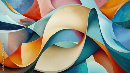 Artistic representation of smooth curved lines and shapes on a painted surface