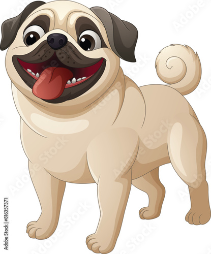 Cartoon happy pug dog standing
