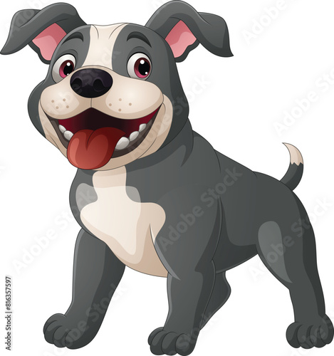 Happy bulldog cartoon isolated on white background (ID: 816357597)