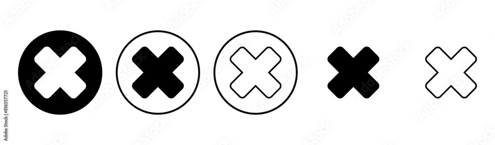 Fototapeta premium Close icon set. Delete icon vector. cross sign