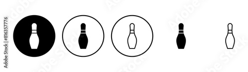 Bowling icon set. bowling ball and pin icon. bowling pins