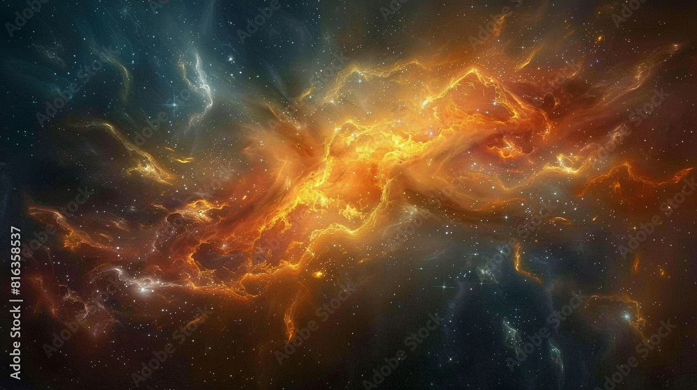 Fototapeta premium Cosmic Tapestry Exploring Nebula and Star Cluster - Celestial Wonders in the Vast Universe