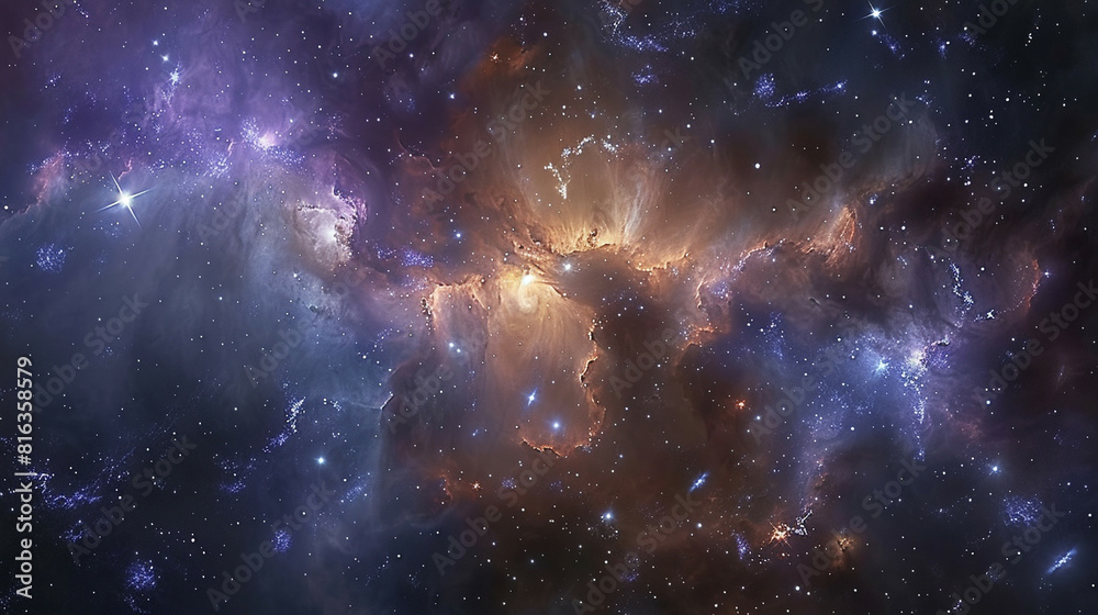 Naklejka premium Cosmic Tapestry Exploring Nebula and Star Cluster - Celestial Wonders in the Vast Universe