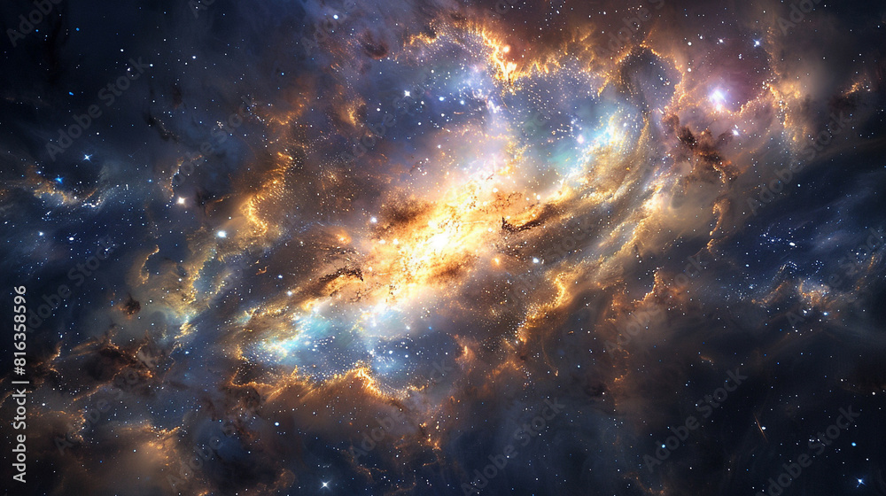 Fototapeta premium Cosmic Tapestry Exploring Nebula and Star Cluster - Celestial Wonders in the Vast Universe