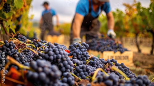 Harvest Season at Vineyards in Haut Medoc Red Wine Region Bordeaux