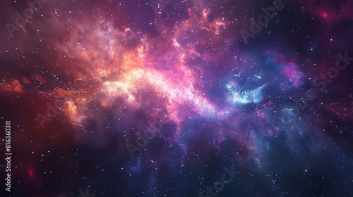 Fototapeta Naklejka Na Ścianę i Meble -  Starry Symphony: Exploring the Cosmic Tapestry of Star Field and Nebulae, Celestial Marvels Unveiled
