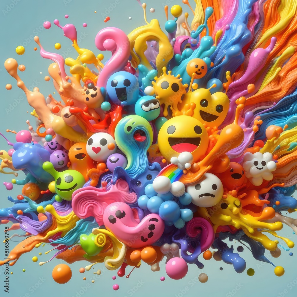 Child-Friendly Background: Cute Emoticons with Oil Paint Child-Friendly Background: Cute Emoticons with Oil Paint