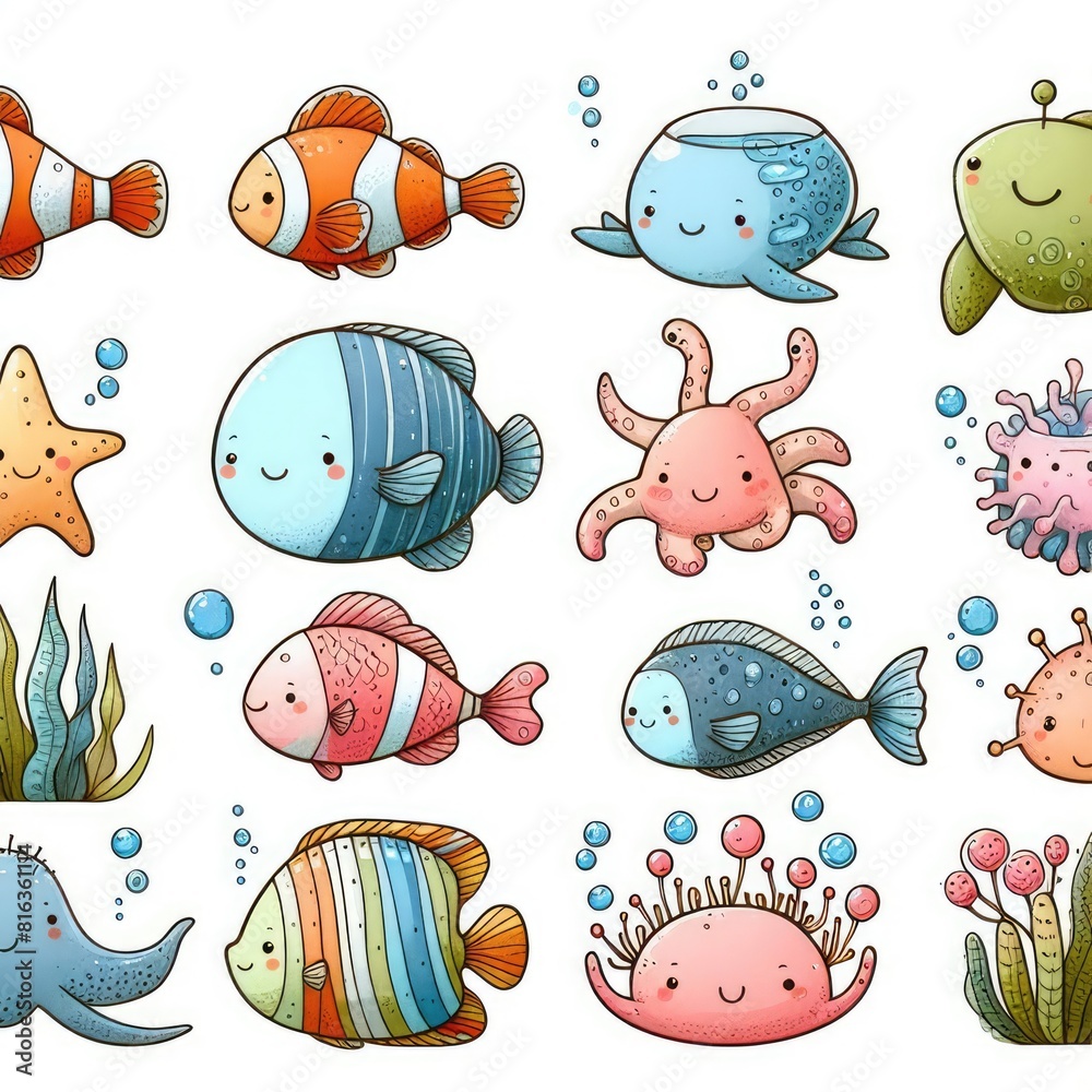 Cartoon Sea Animals: Child-Friendly Cartoon Sea Animals: Child-Friendly